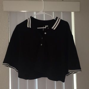 Black and white Cropped polo